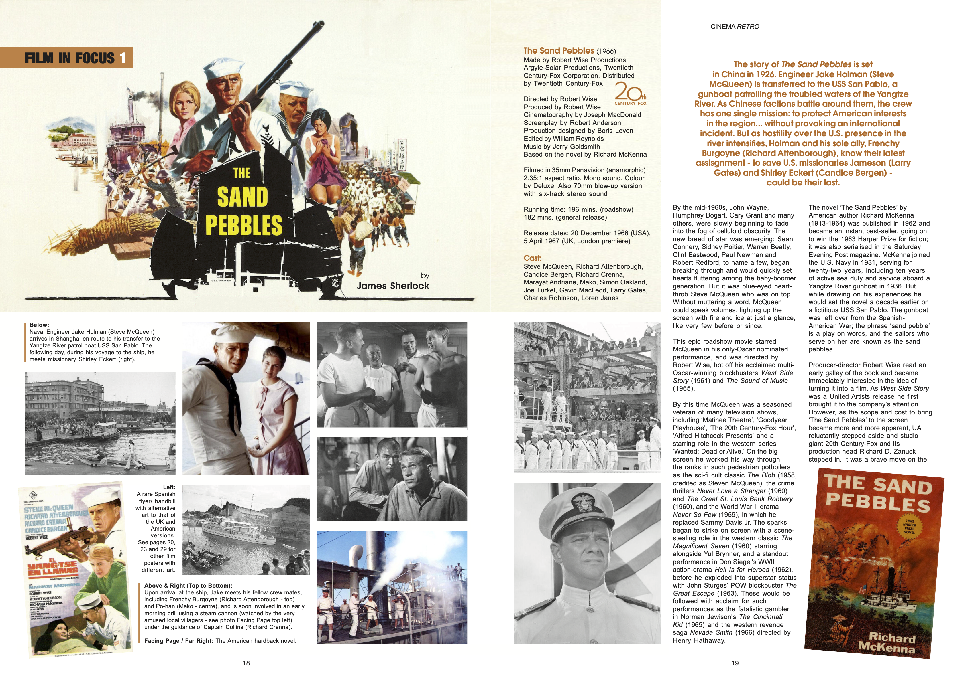 Cinema Retro Issue 52 Vol 18 Pages 18 & 19 - The Sand Pebbles - by James Sherlock